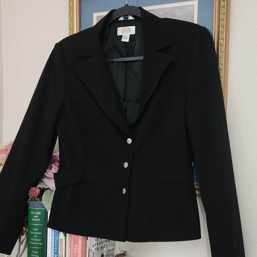 Talbots Stretch Black Blazer Collegiate Preppy Career Luxury Feminine Minimalist - Picture 16 of 16